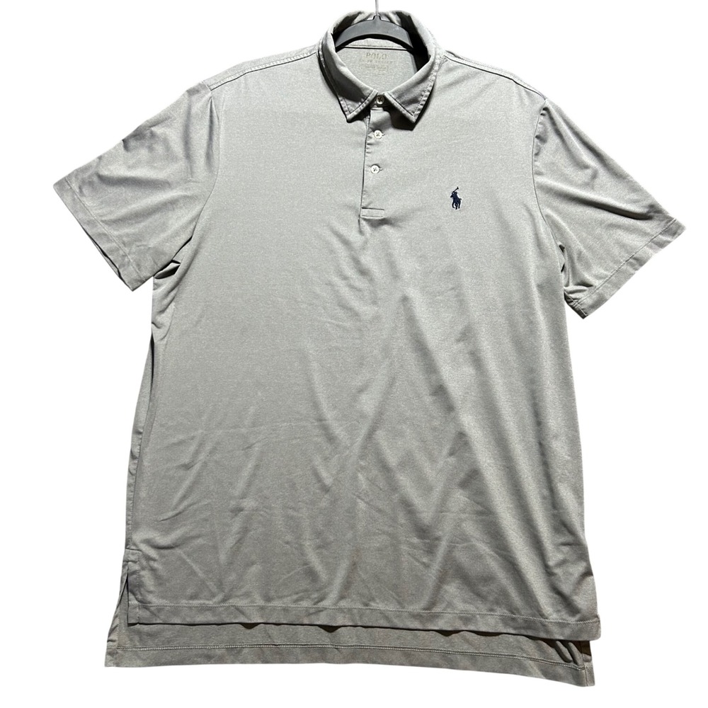 Polo Ralph Lauren Performance Polo Mens L Gray Short Sleeve Stretch Pony Logo